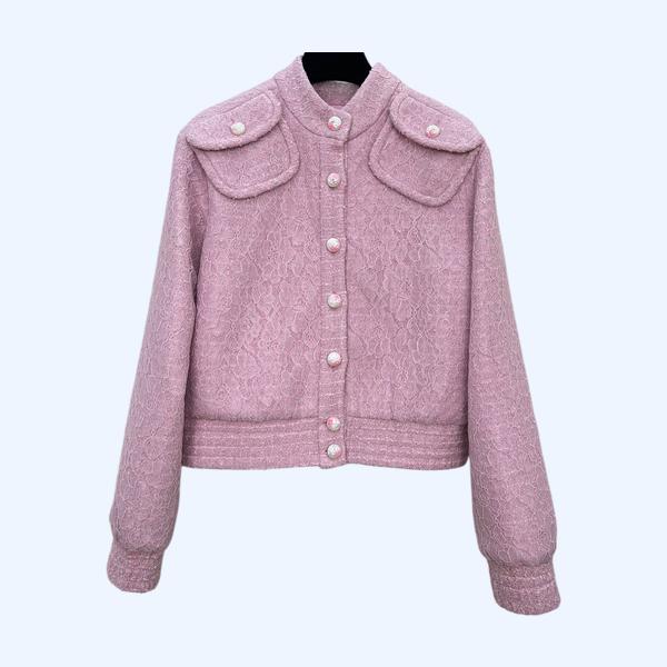 샤넬 핑클 울 레이스 칼라재킷