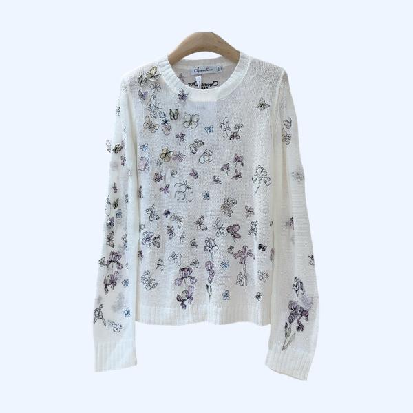 디올 나비 자수 스웨터