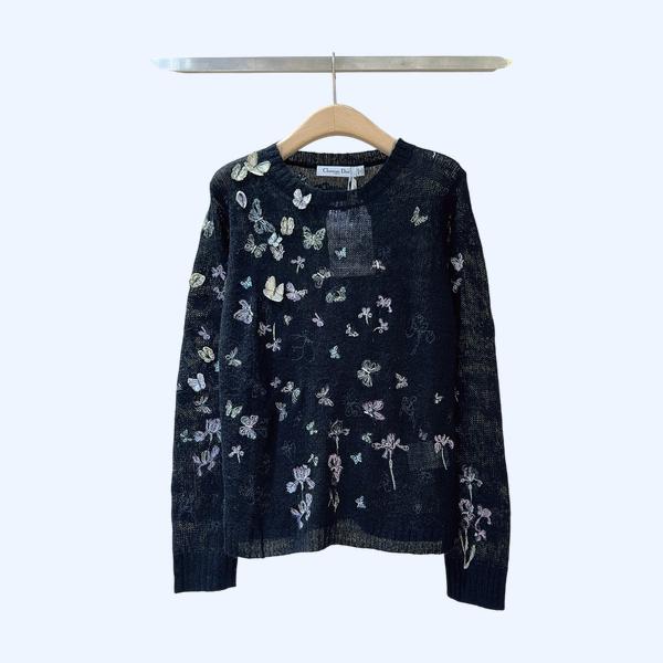디올 나비 자수 스웨터