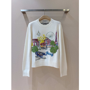 디올 자수 라운드넥 니트 스웨터