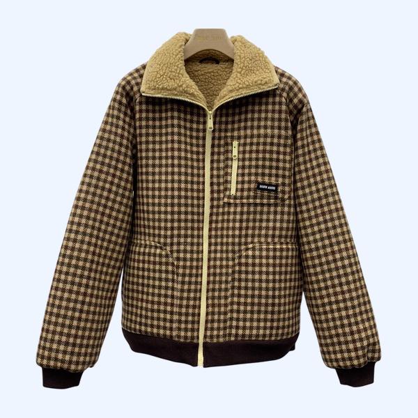 미우미우 램 울 플레드 재킷
