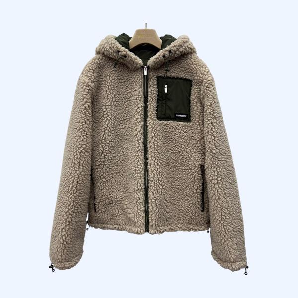 미우미우 램 울 후드 재킷