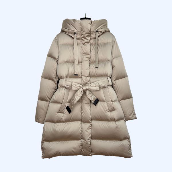 막스마라 미디엄 기장 후드 다운 재킷