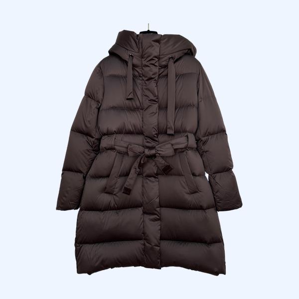 막스마라 미디엄 기장 후드 다운 재킷