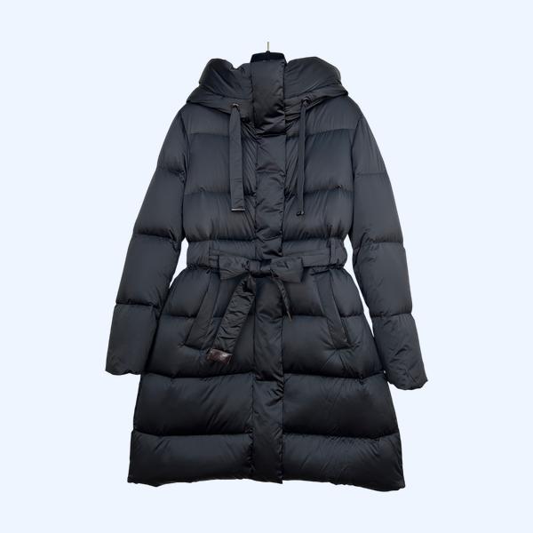 막스마라 미디엄 기장 후드 다운 재킷