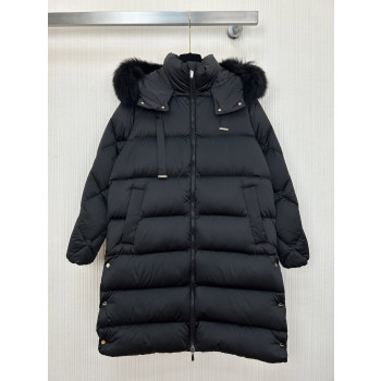 막스마라 폭스 퍼 후드 롱 다운 패딩