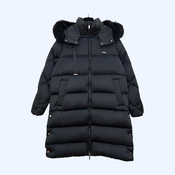 막스마라 폭스 퍼 후드 롱 다운 패딩