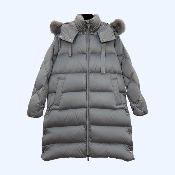 막스마라 폭스 퍼 후드 롱 다운 패딩