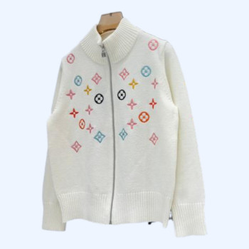 LV 스탠드업 칼라 레터로고 가디건