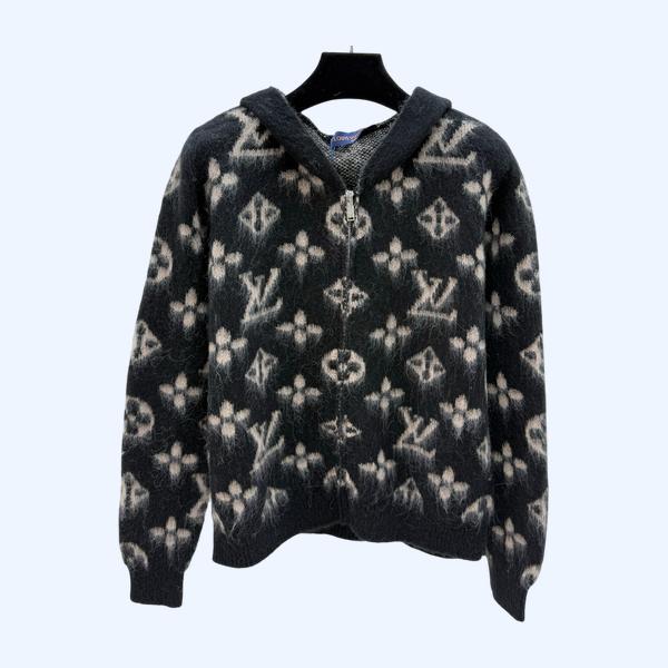 LV 후드 노안 레터 롱 니트