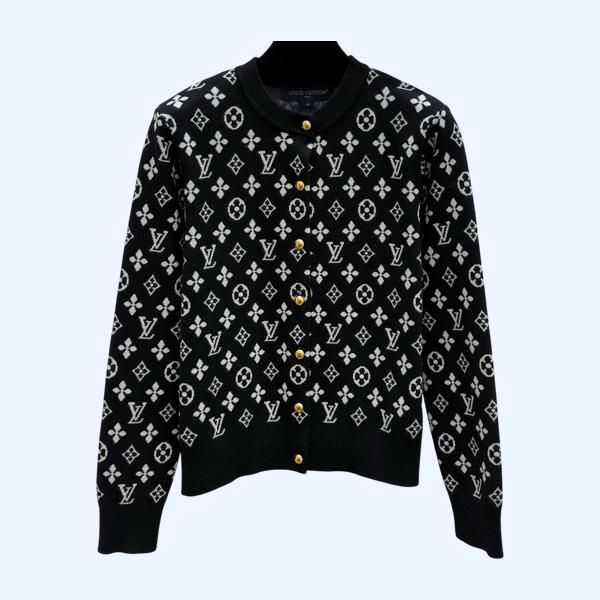 문자 라운드 넥 카디건