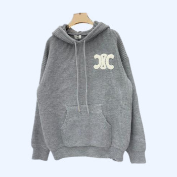 셀린느 후드 레테 로고 입체 니트