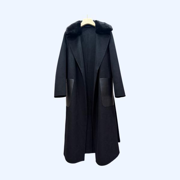 팬디 캐시미어 가죽포켓 코트