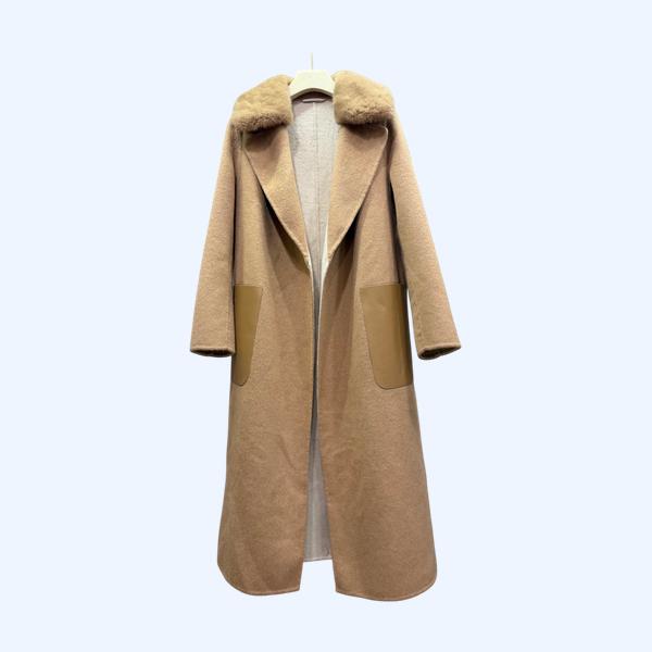 팬디 캐시미어 가죽포켓 코트