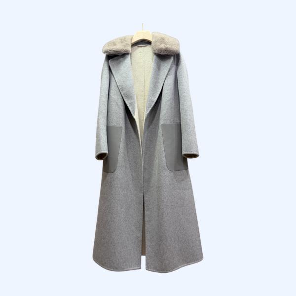 팬디 캐시미어 가죽포켓 코트