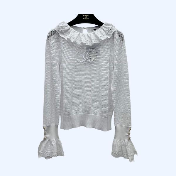 샤넬 레이스 할로우 니트 스웨터