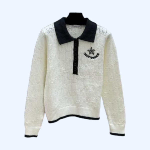 디올 콘투라스트 라펠 홀로우 니트