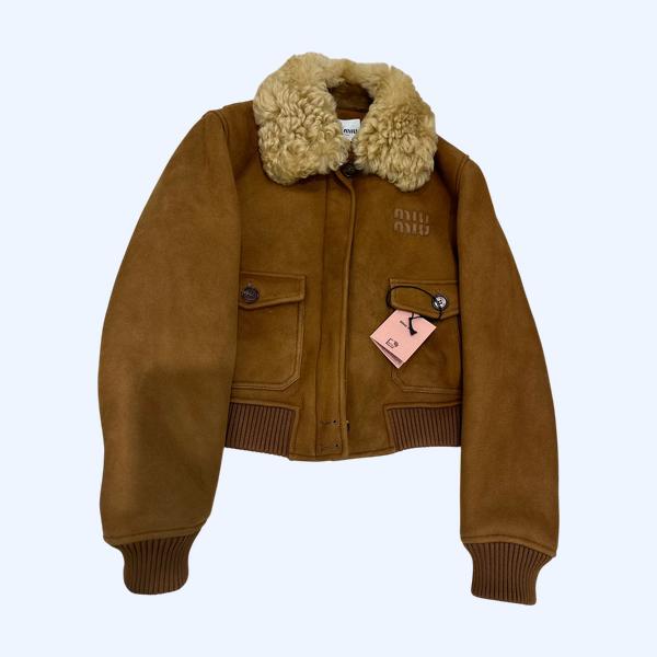 미우미우 스웨이드 프로스티드 패턴 재킷