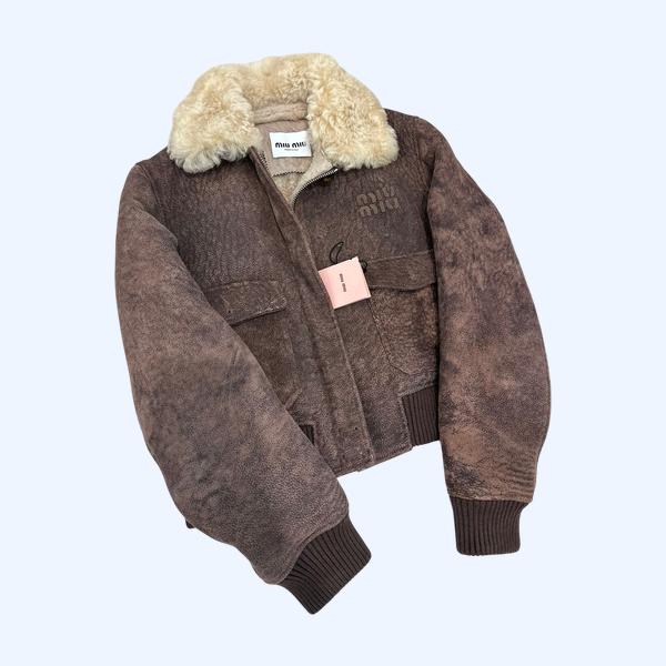 미우미우 스웨이드 프로스티드 패턴 재킷