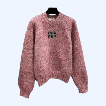 미우미우 컬러 심플 라운드 넥 니트