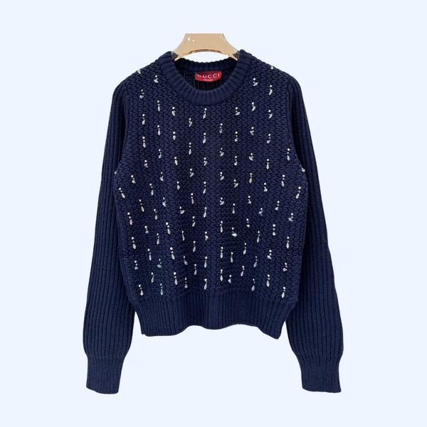 구찌 라운드넥 물방울 니트