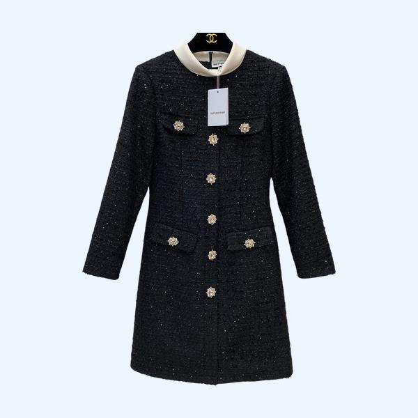 샤넬 스몰 터틀넥 슬림 롱 슬리브 드레스