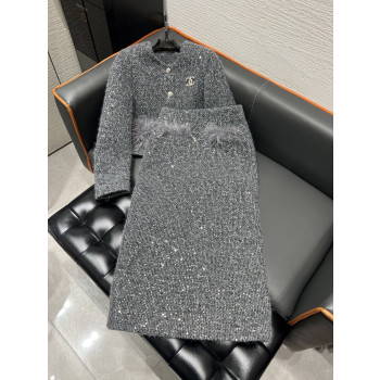 샤넬 스뱅글 퍼 재킷 하이웨스트 스커트