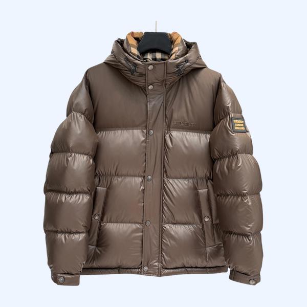 버버리 로고 후드 다운재킷
