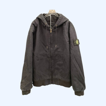 스톤아일랜드 디스트레스드 워싱 후드코튼 재킷