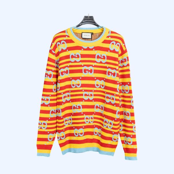 구찌 프린트 패치워크 니트