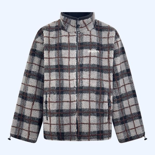 미우미우 콘트라스트 체크 지퍼 재킷