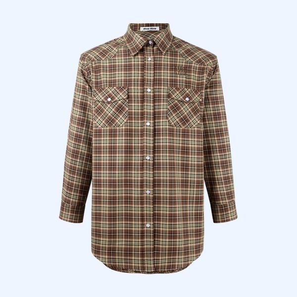 미우미우 라펠 싱글 브레스트 셔츠