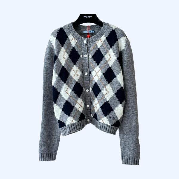 프라다 자카드 가디건