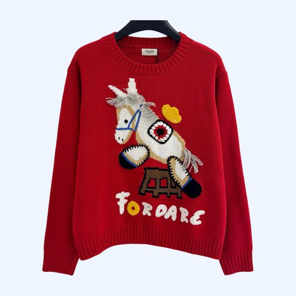 셀린느 자수 로고 니트