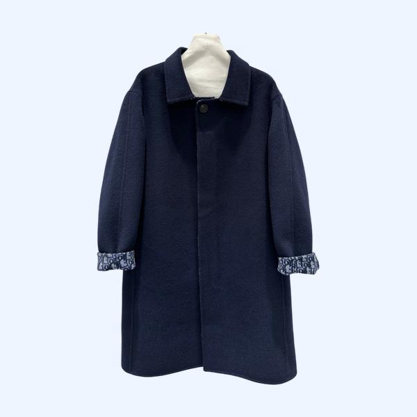 디올 로고 울 롱코트