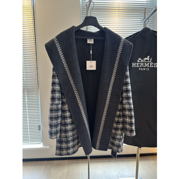에르메스 체크 무늬 캐시미어 코트