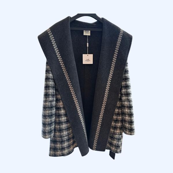 에르메스 체크 무늬 캐시미어 코트