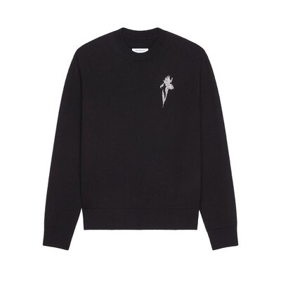 크리스탈 자수가 들어간 울 니트 스웨터