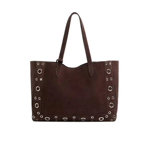 발렌티노 가라바니 넬코트 스웨이드 미디엄 쇼퍼 백 브라운