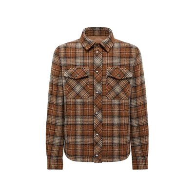 체크 울 셔츠 재킷