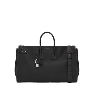 블랙 그레인드 가죽 소재의 라지 삭 드 주르 서플 48h 더플 백